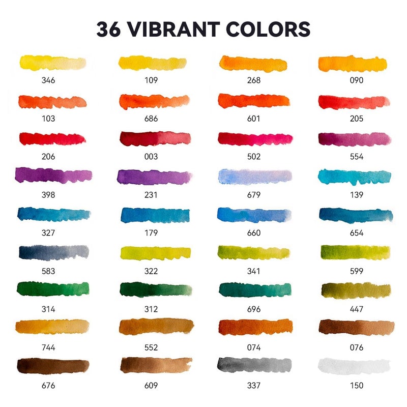 Lightwish MeiLiang Watercolor Paint Set, 36 Vivid Colors in Pocket Box with Metal Ring and Watercolor Brush, Perfect for Students, Beginners and More - Image 4